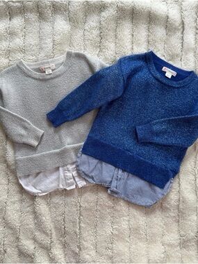 Crewcuts Sparkle Layered Sweater Top in Blue and Silver